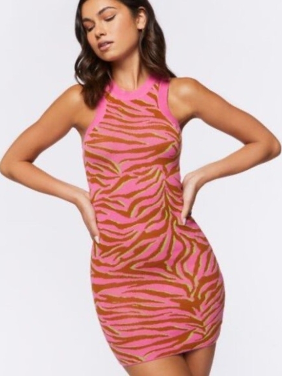 Forever 21 Dresses & Skirts - 🔥🔥$8.00 Forever 21 Pink/Brn Zebra-Print Sleeveless Mini Dress. NWT Size S